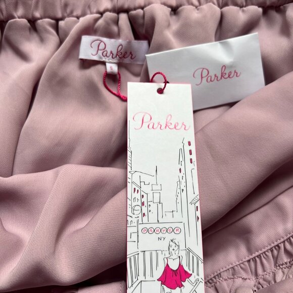 Parker Size S Dusty Blush Pink Sleeveless Ruffle Tiered Halter Mini Dress NWT - Picture 10 of 16